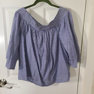 INC International Concepts Boxy Boho off the shoulder blouse